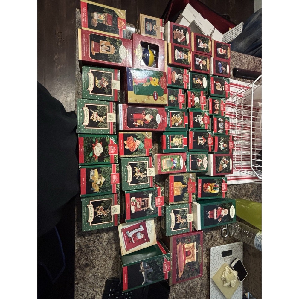 Lot of 35+ Vintage Hallmark Keepsake Ornaments 1980s-90s Santa Bears Reindeer